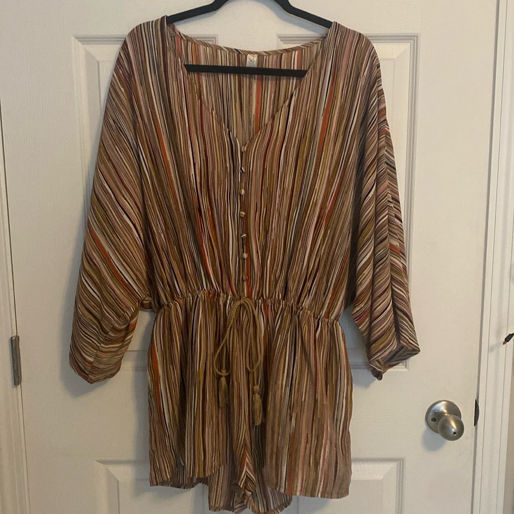 Striped romper.